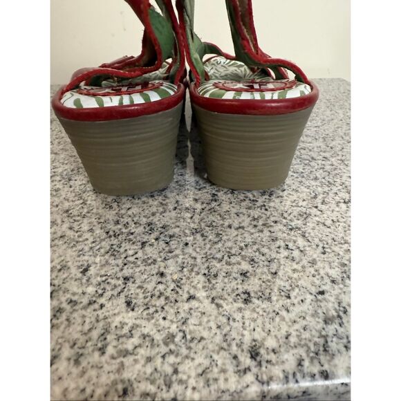 Fly London Red Wedge Sandals with Slingback Design Womens Size 40 - Picture 3 of 6